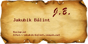 Jakubik Bálint névjegykártya